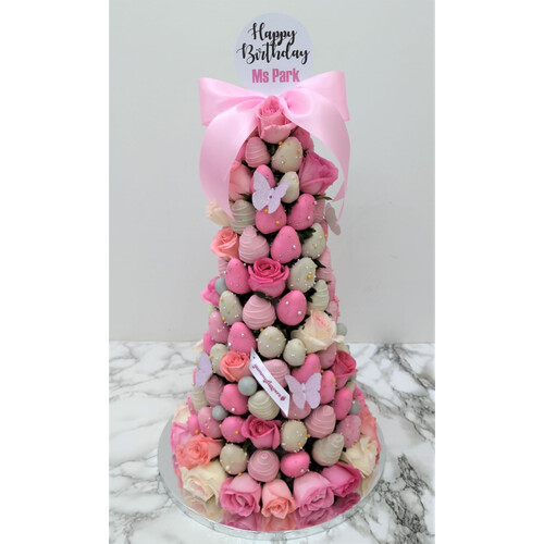 65cm Ombre Pink Strawberry Tower (XXL)